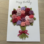 Crochet Floral Happy Birthday Card - Personalisation Optional