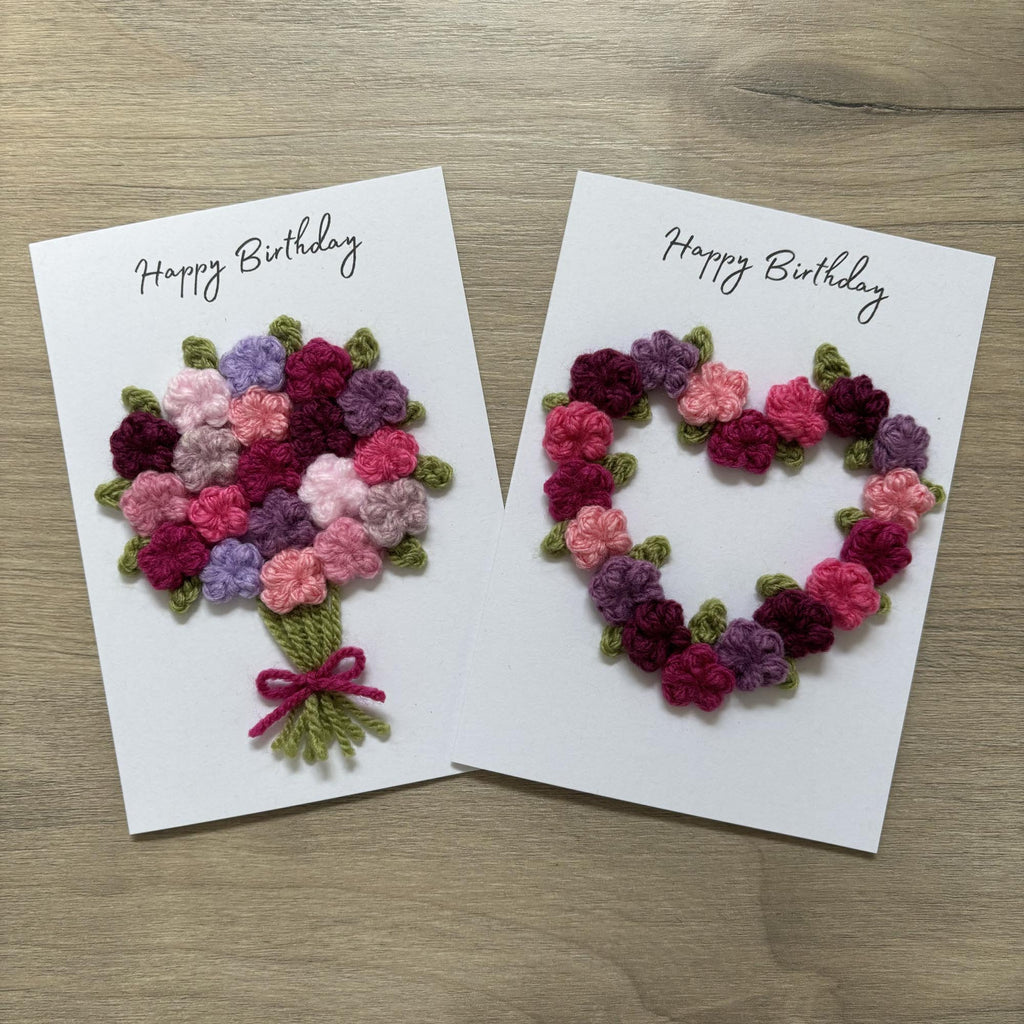 Crochet Floral Happy Birthday Card - Personalisation Optional