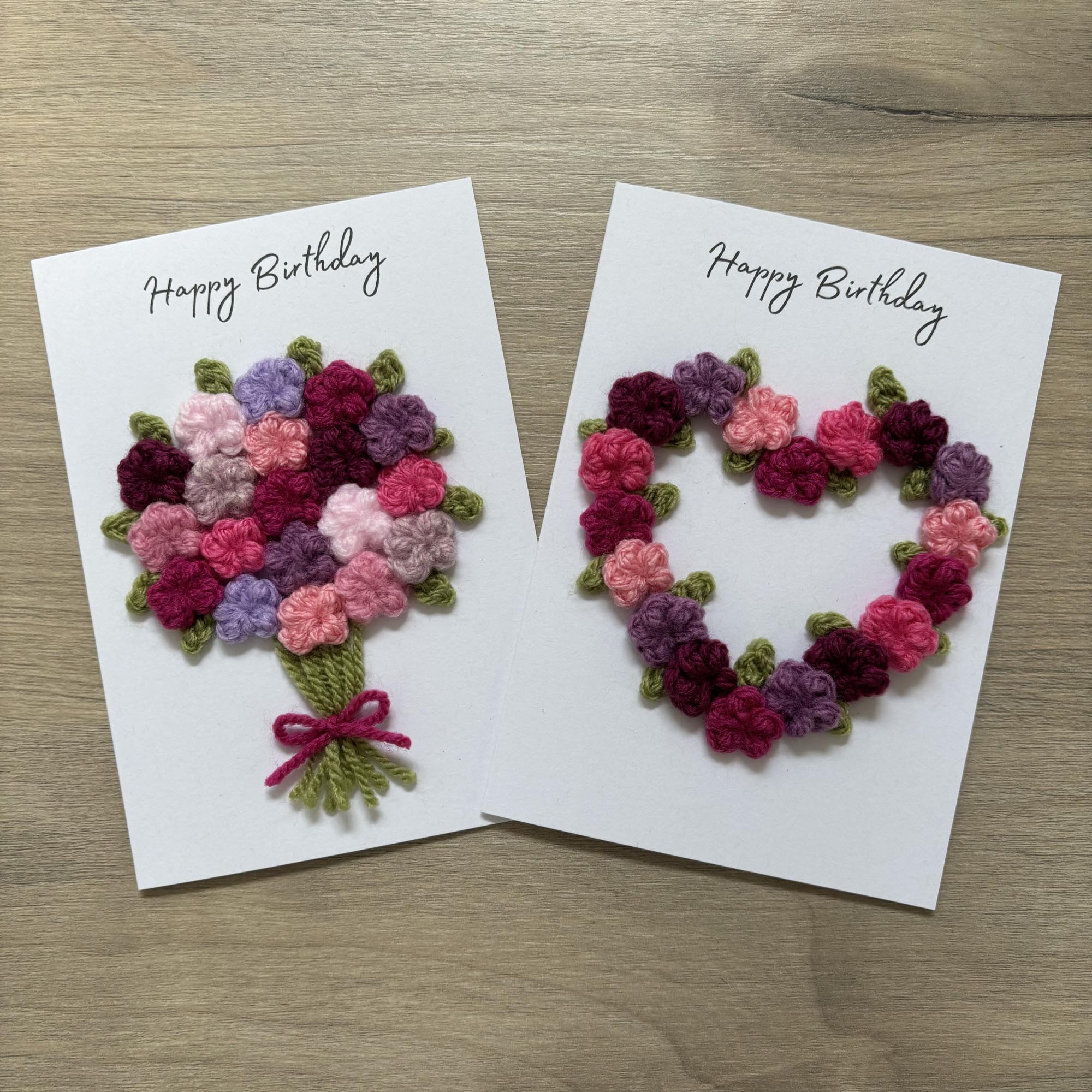 Crochet Floral Happy Birthday Card - Personalisation Optional