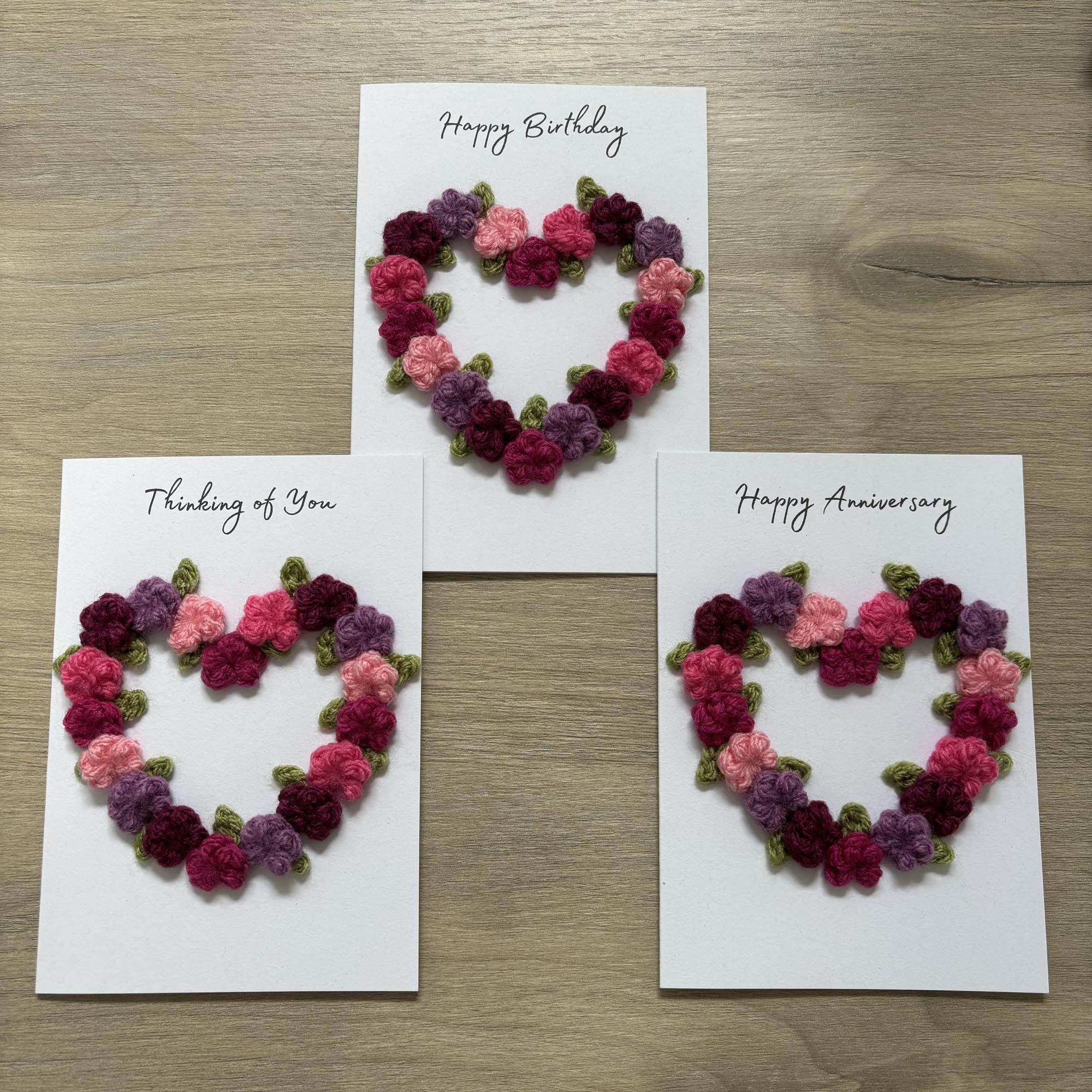 Crochet Floral Thinking of You Card - Personalisation Optional