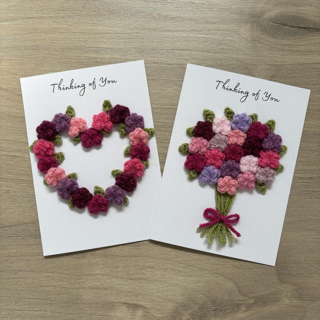 Crochet Floral Thinking of You Card - Personalisation Optional