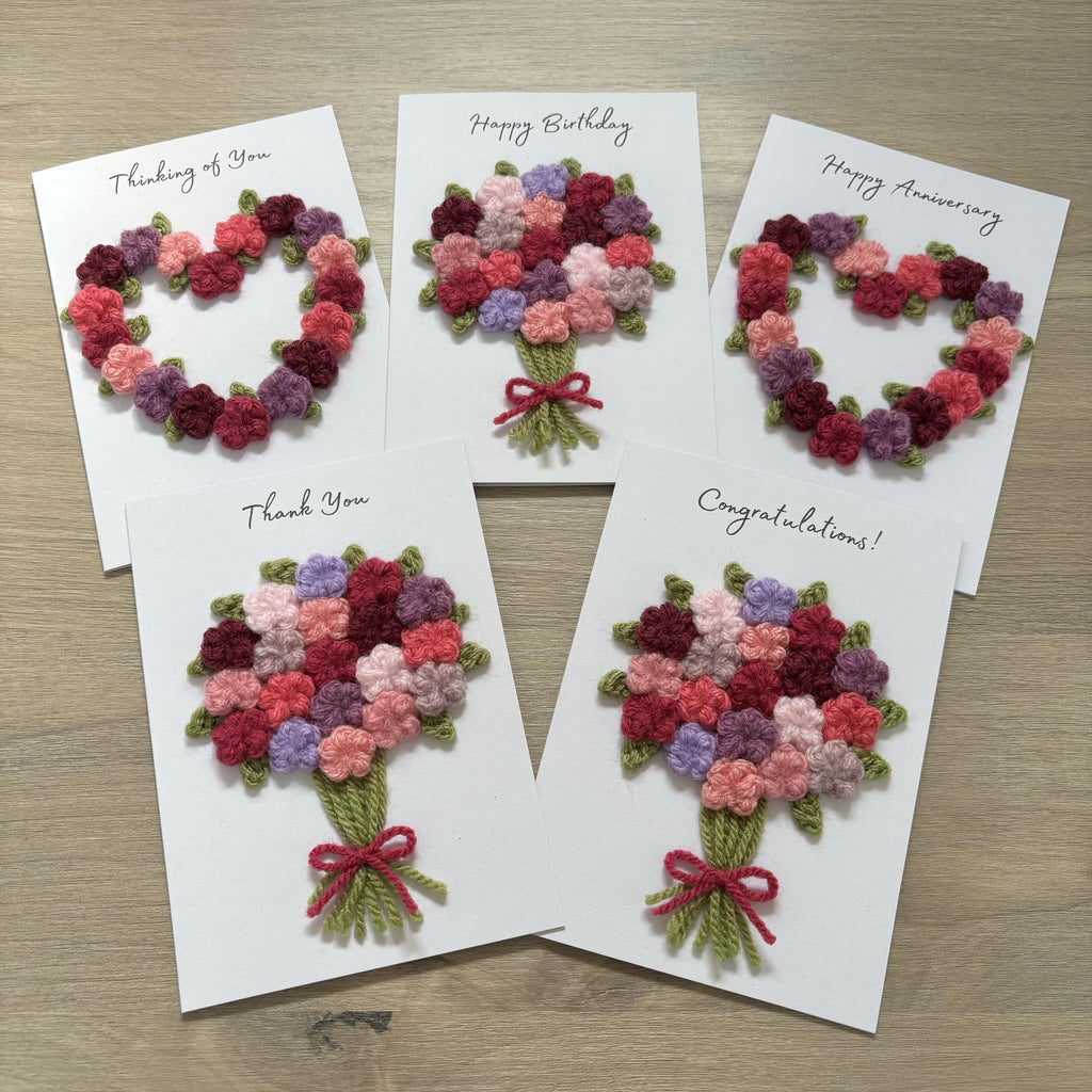 Crochet Floral Thinking of You Card - Personalisation Optional