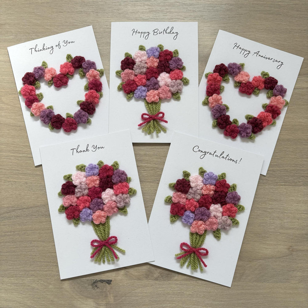 Crochet Floral Congratulations Card - Personalisation Optional