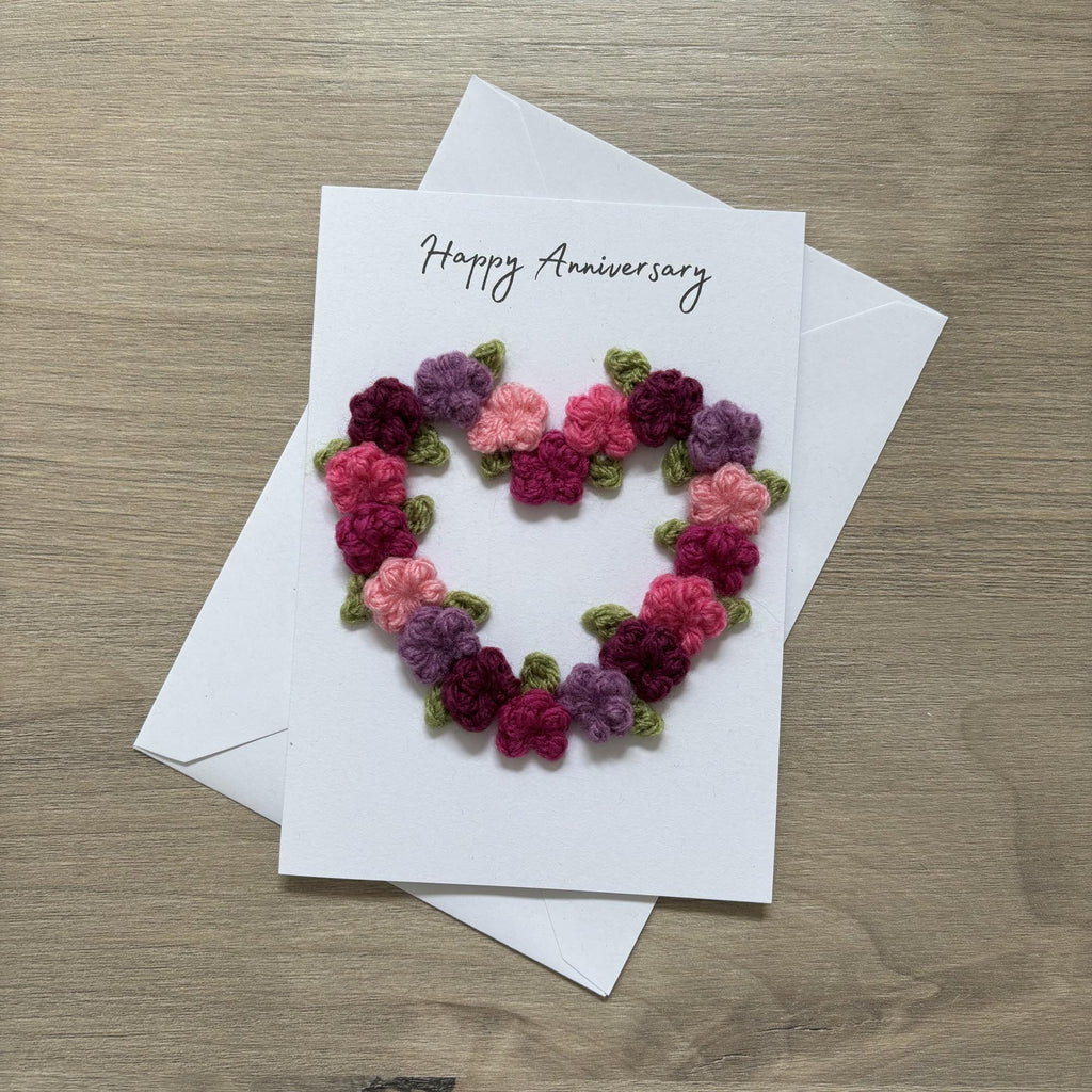 Crochet Floral Anniversary Card - Personalisation Optional