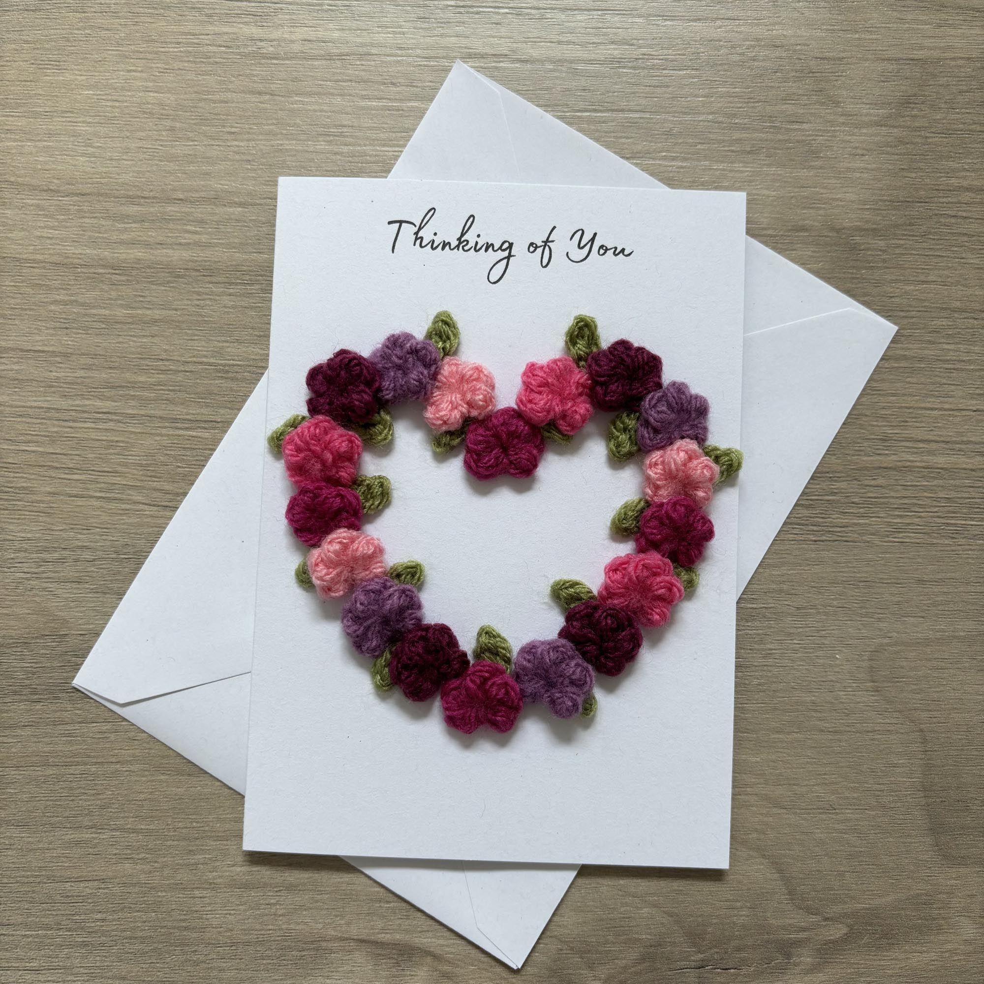 Crochet Floral Thinking of You Card - Personalisation Optional