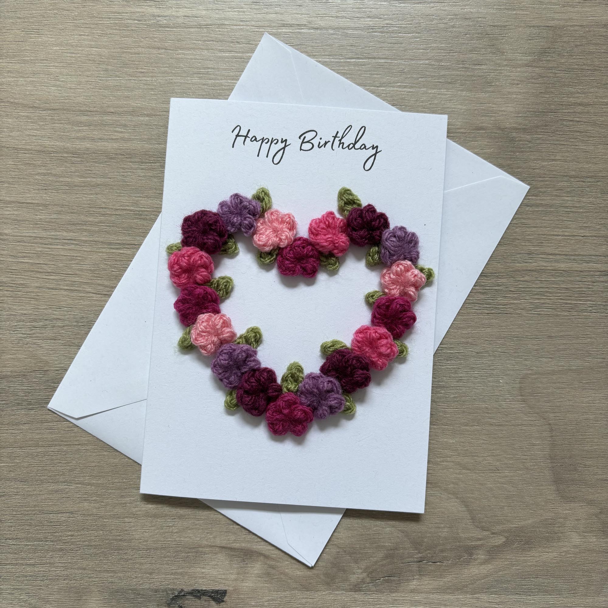 Crochet Floral Happy Birthday Card - Personalisation Optional