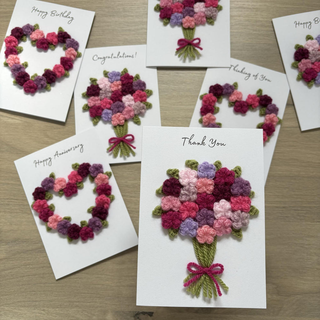 Crochet Floral Thank You Card - Personalisation Optional