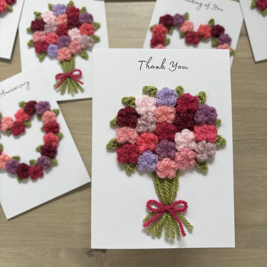 Crochet Floral Thank You Card - Personalisation Optional