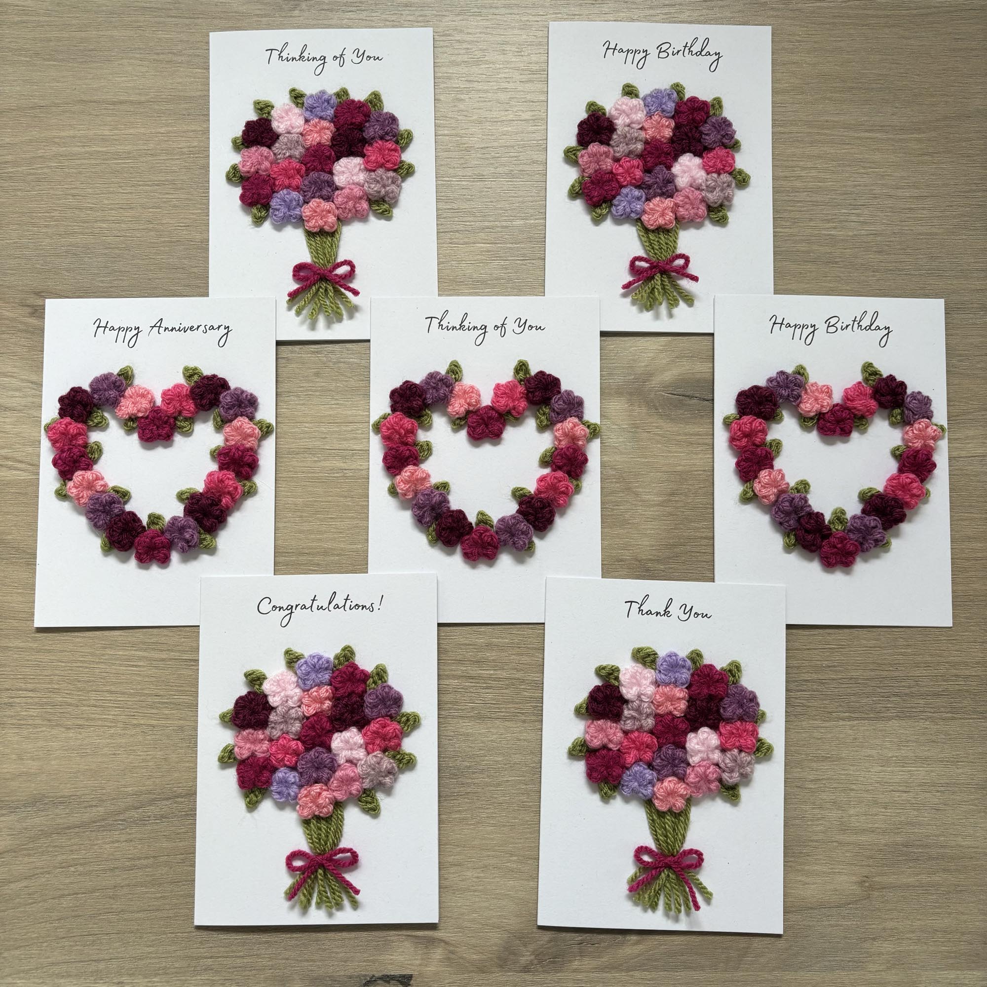 Crochet Floral Thank You Card - Personalisation Optional