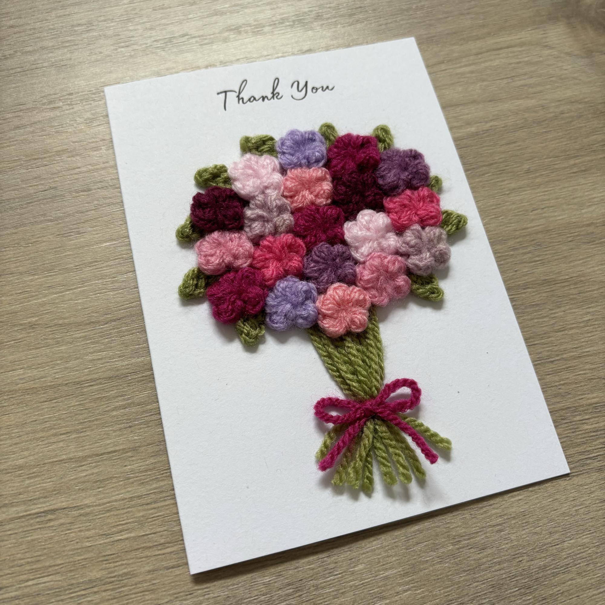 Crochet Floral Thank You Card - Personalisation Optional