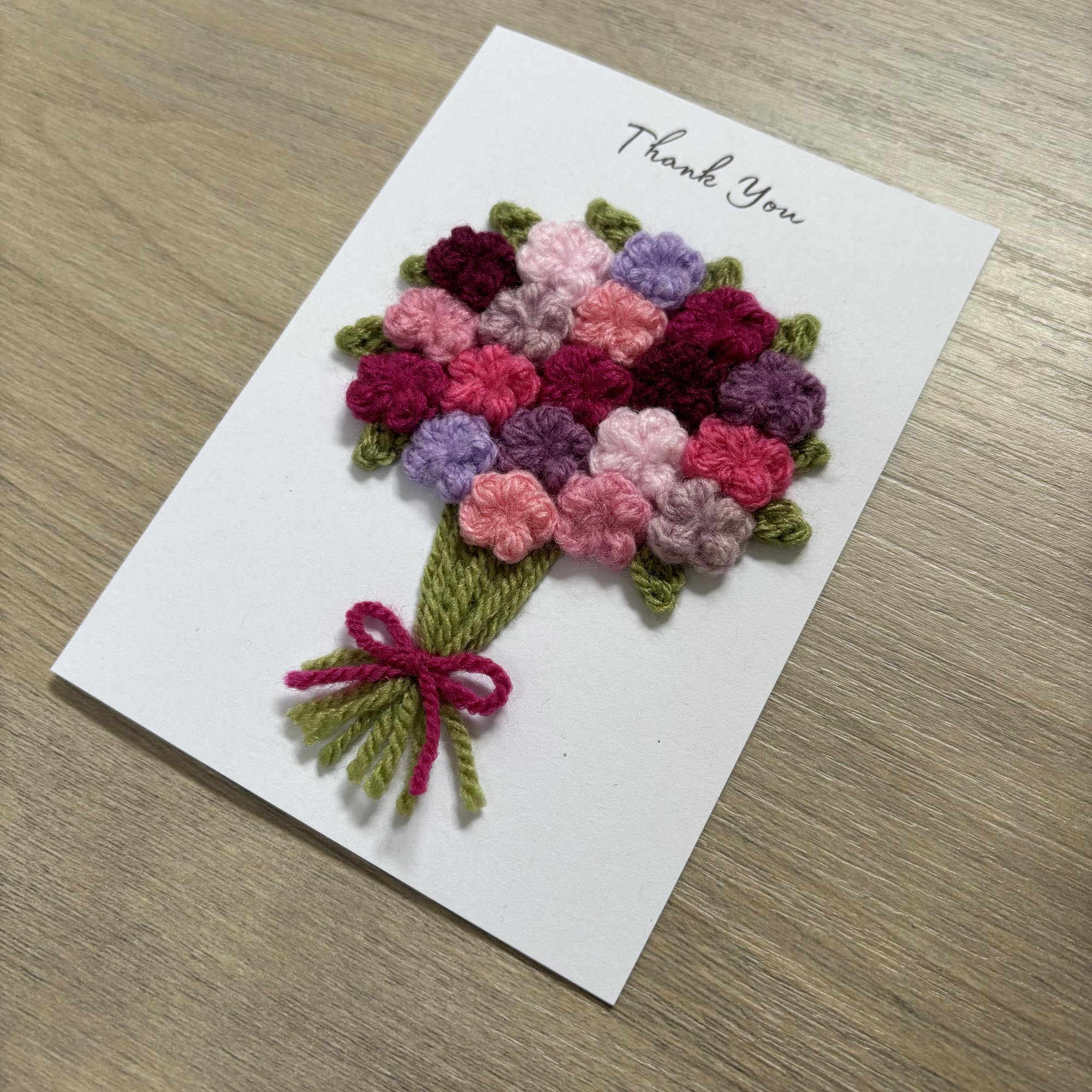 Crochet Floral Thank You Card - Personalisation Optional
