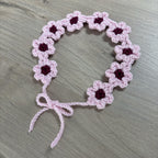 Crochet Pink Flower Hairband