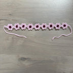 Crochet Pink Flower Hairband