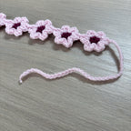 Crochet Pink Flower Hairband