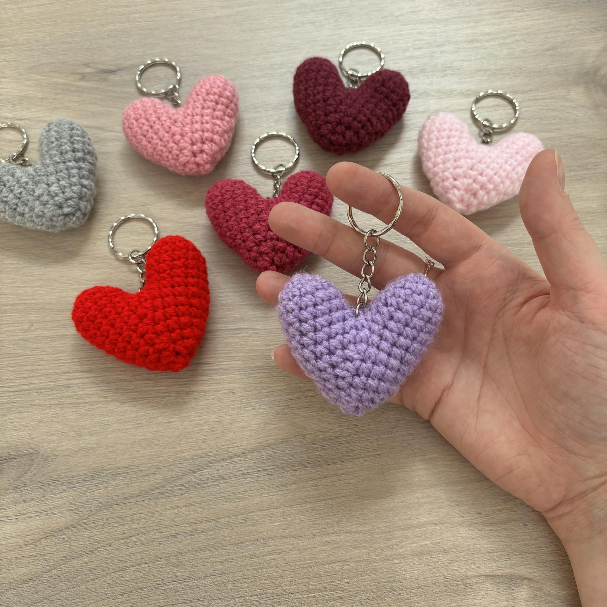 Crochet Heart Keyring