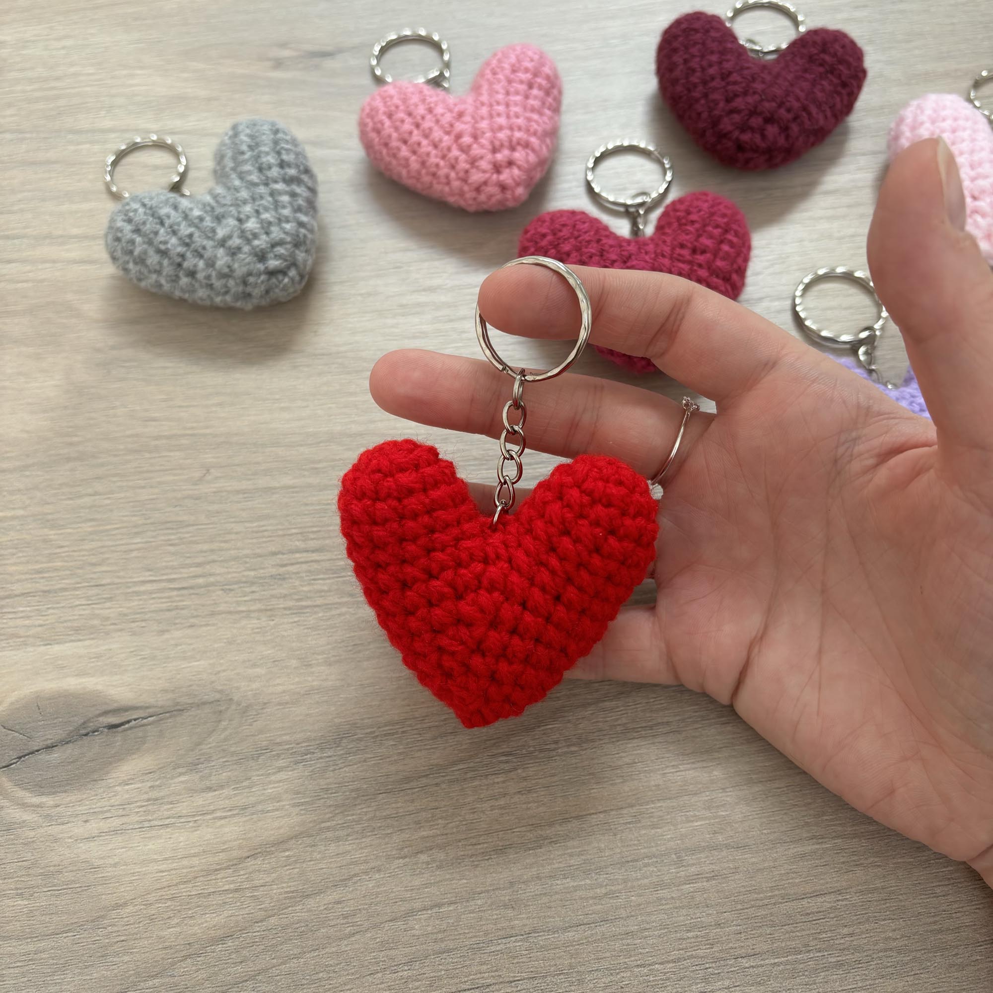 Crochet Heart Keyring