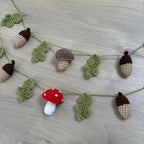 Crochet Acorn, Toadstool and Leaf Bunting