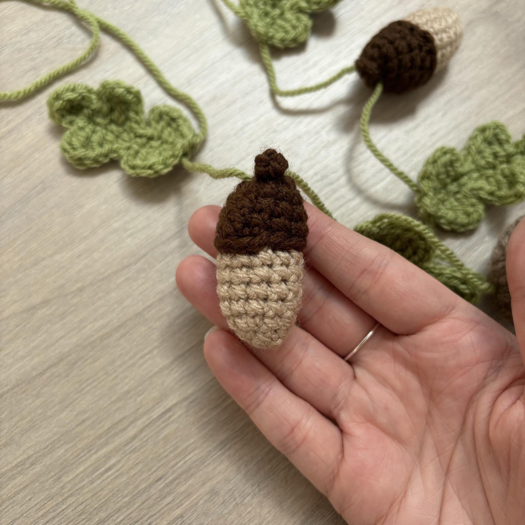 Crochet Acorn, Toadstool and Leaf Bunting