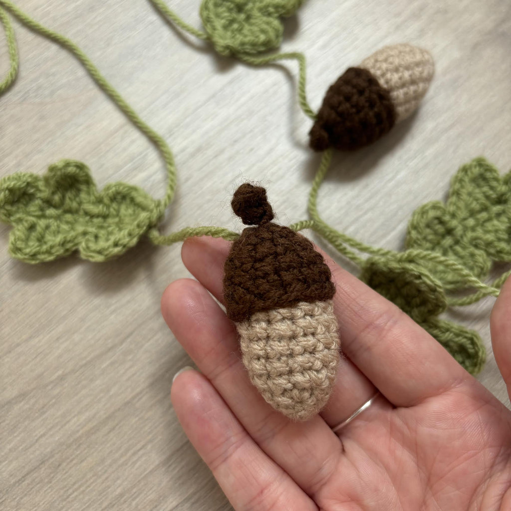 Crochet Acorn, Toadstool and Leaf Bunting