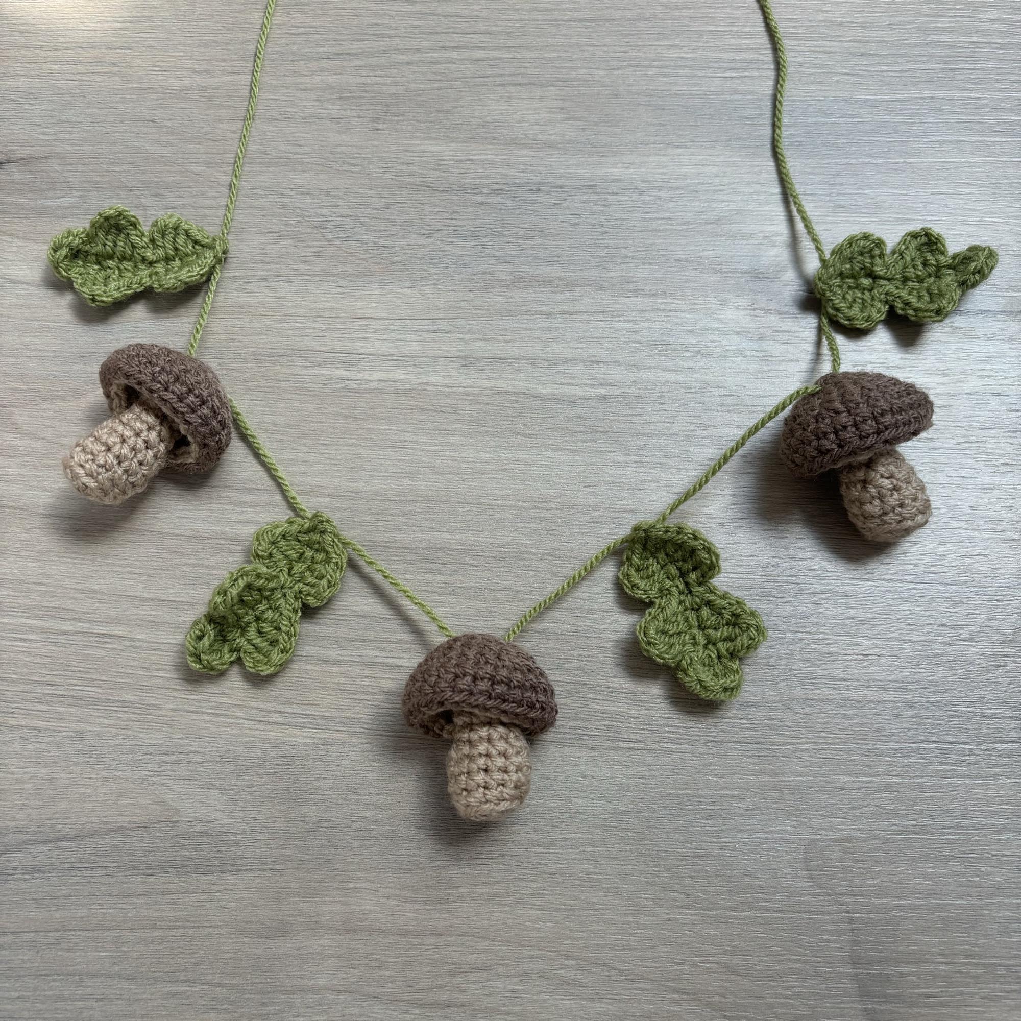 Crochet Mushroom and Leaf Bunting