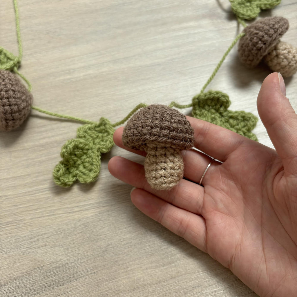 Crochet Mushroom and Leaf Bunting