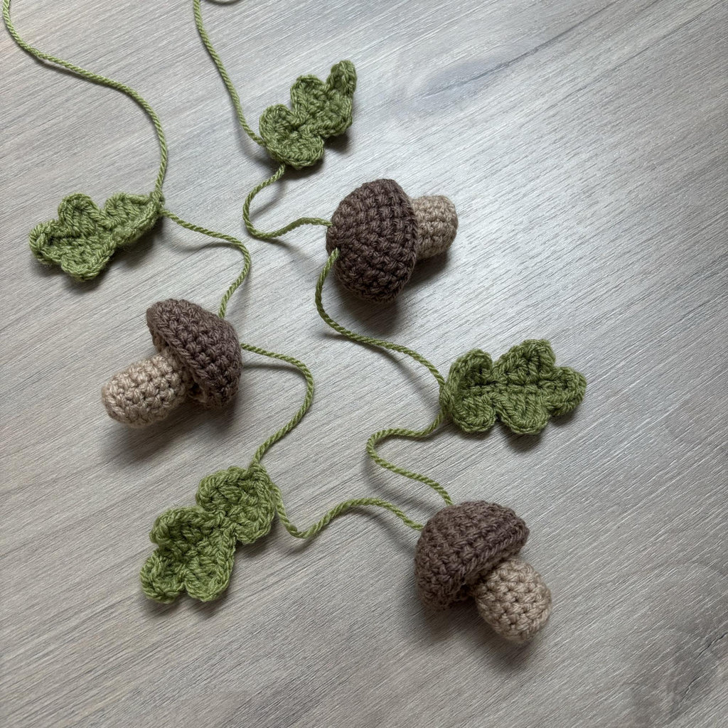 Crochet Mushroom and Leaf Bunting