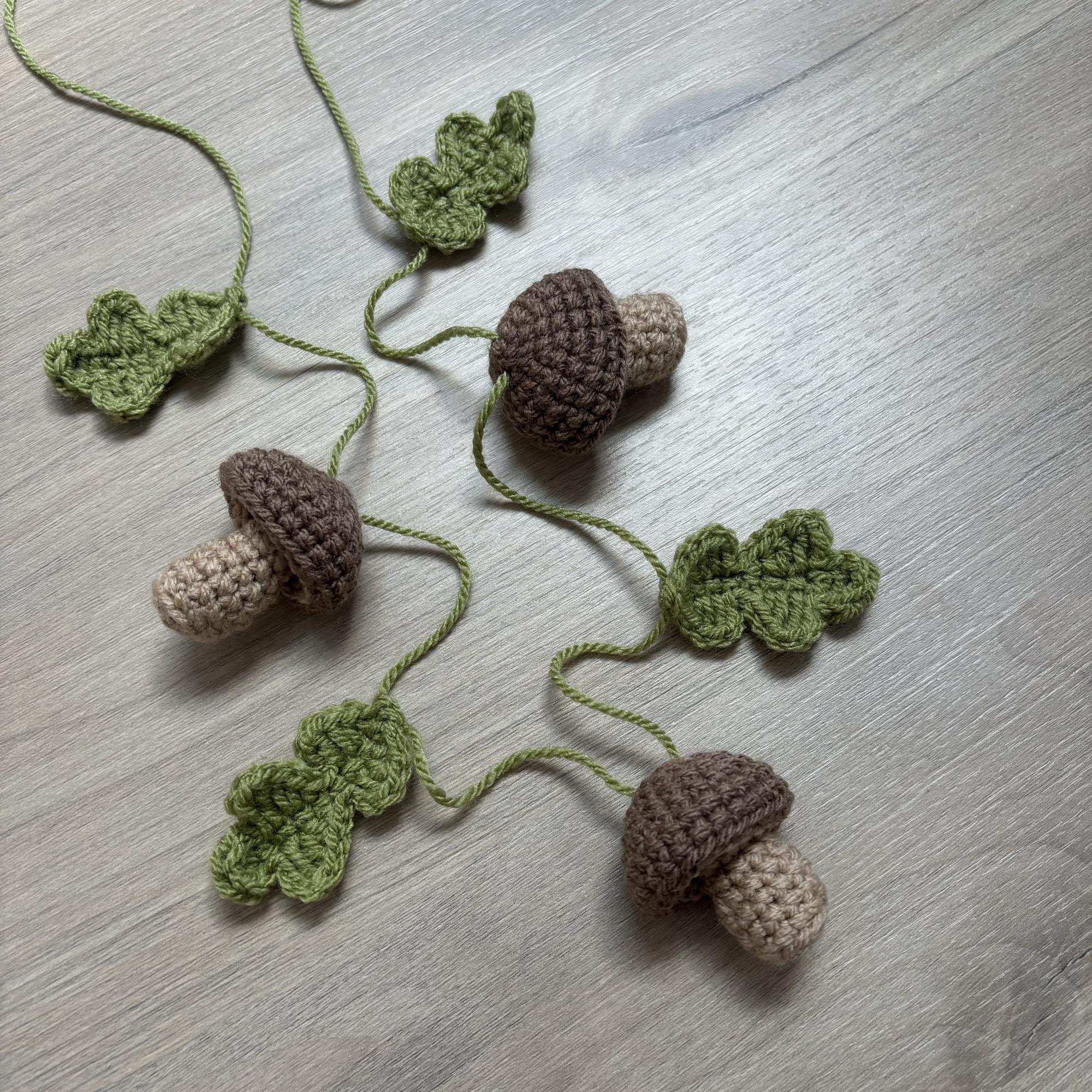 Crochet Mushroom and Leaf Bunting