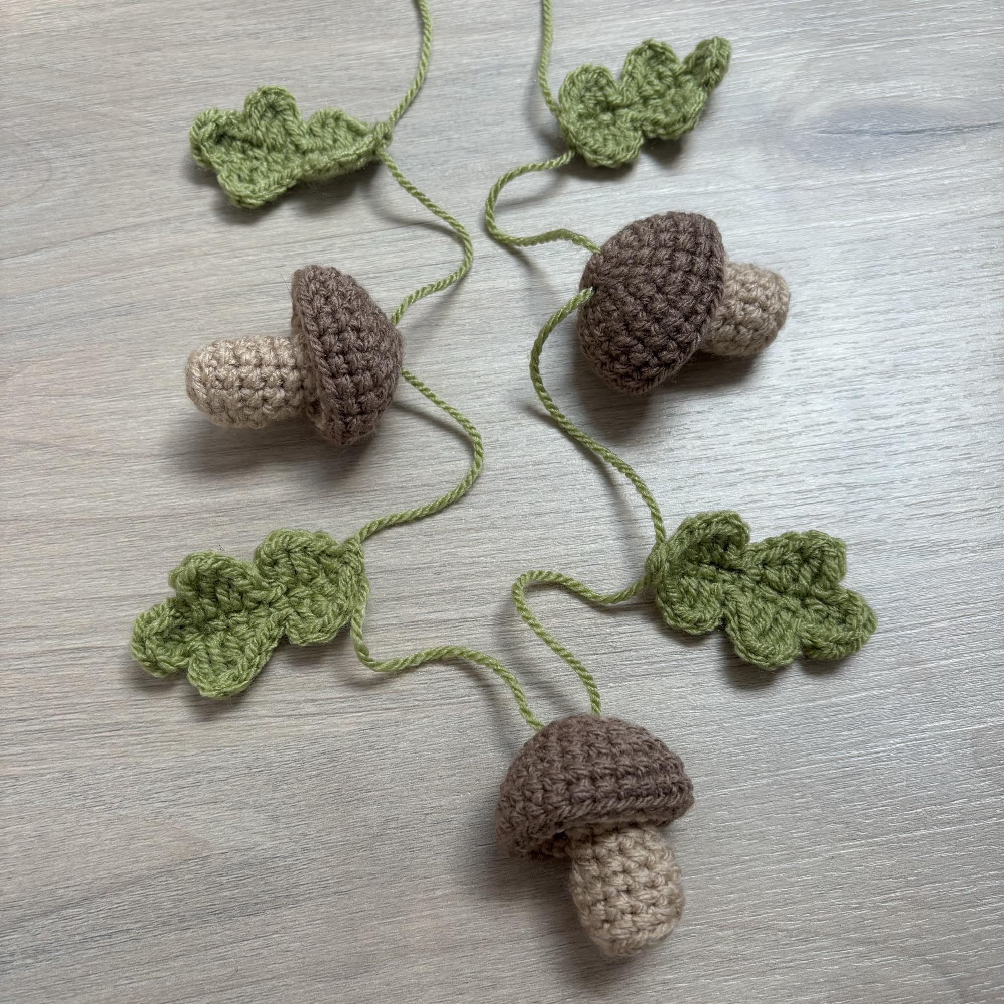 Crochet Mushroom and Leaf Bunting