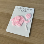 Personalised Crochet Pink Elephant New Baby Card for Baby Girl - 'Welcome to the World'