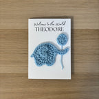 Personalised Crochet Elephant New Baby Card for Baby Boy - 'Welcome to the World'