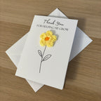 Card for School Teacher - 'Thank You for Helping me Grow' - Crochet Yellow Daisy Flower