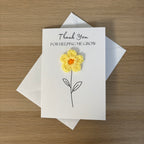 Card for School Teacher - 'Thank You for Helping me Grow' - Crochet Yellow Daisy Flower