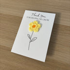 Card for School Teacher - 'Thank You for Helping me Grow' - Crochet Yellow Daisy Flower