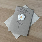 Card for School Teacher - 'Thank You for Helping me Grow' - Crochet White Daisy Flower