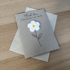 Card for School Teacher - 'Thank You for Helping me Grow' - Crochet White Daisy Flower