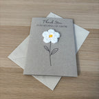 Card for School Teacher - 'Thank You for Helping me Grow' - Crochet White Daisy Flower