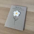 Card for School Teacher - 'Thank You for Helping me Grow' - Crochet White Daisy Flower