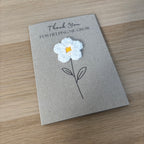 Card for School Teacher - 'Thank You for Helping me Grow' - Crochet White Daisy Flower