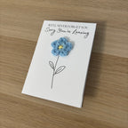 Sorry You're Leaving - We'll Never Forget You Card with Crochet Forget-Me-Not Flower