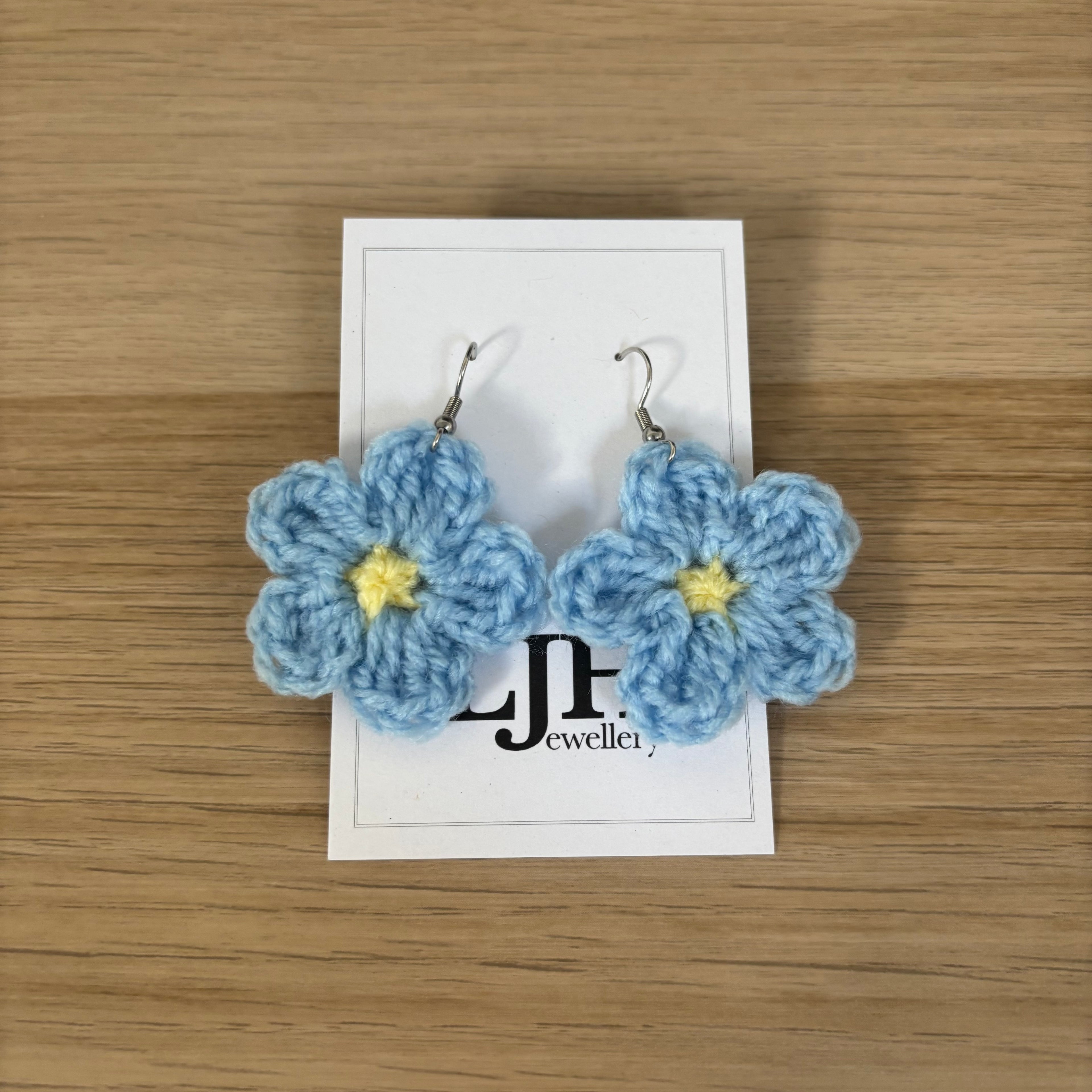 Forget-Me-Not Crochet Flower Surgical Steel Hook Earrings