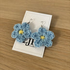 Forget-Me-Not Crochet Flower Surgical Steel Hook Earrings