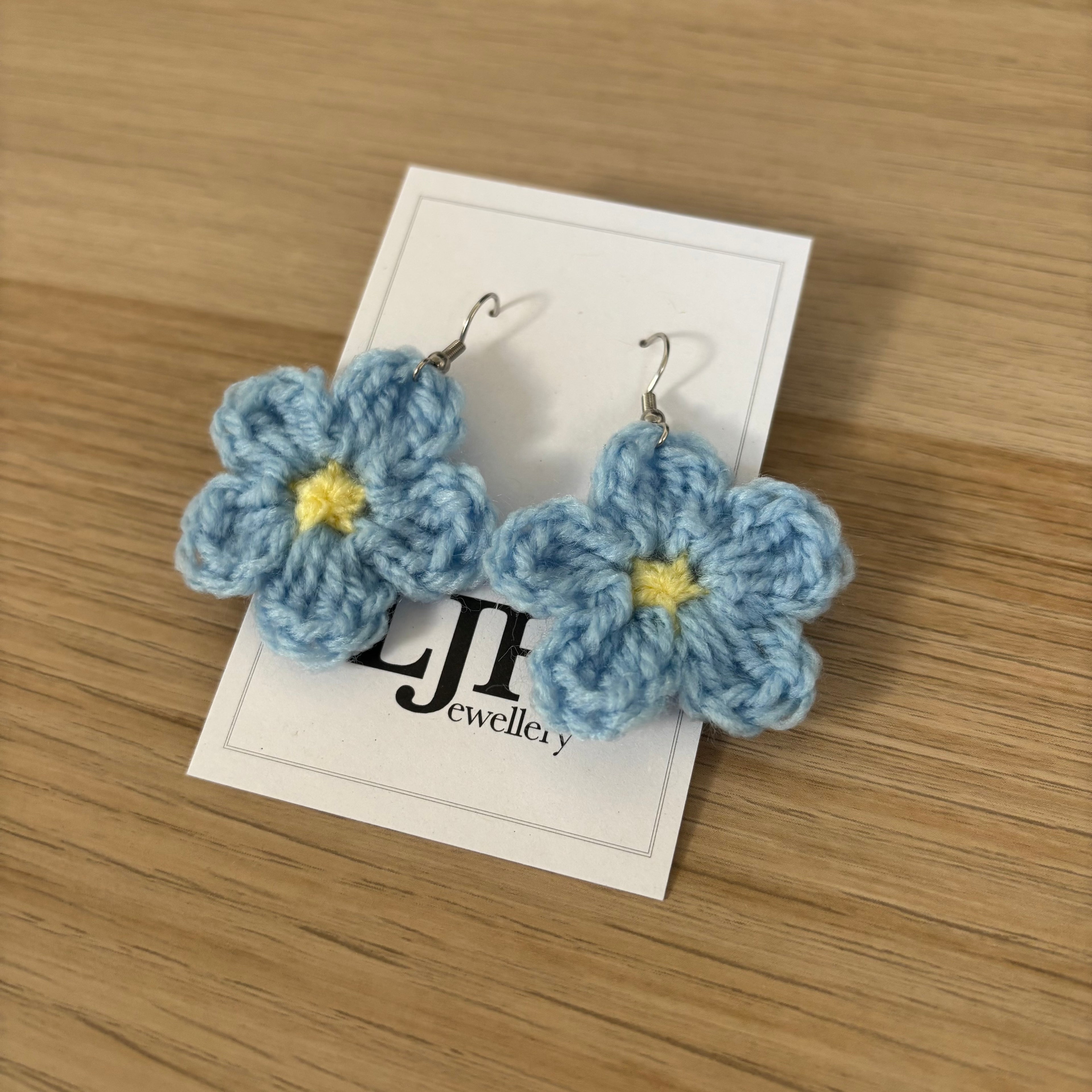 Forget-Me-Not Crochet Flower Surgical Steel Hook Earrings