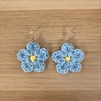 Forget-Me-Not Crochet Flower Surgical Steel Hook Earrings