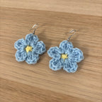 Forget-Me-Not Crochet Flower Surgical Steel Hook Earrings