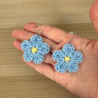 Forget-Me-Not Crochet Flower Surgical Steel Hook Earrings