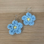 Forget-Me-Not Crochet Flower Surgical Steel Hook Earrings