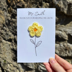 Personalised Teacher Card - 'Thank You for Helping me Grow' - Crochet Yellow Daisy Flower