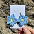 Forget-Me-Not Crochet Flower Surgical Steel Hook Earrings