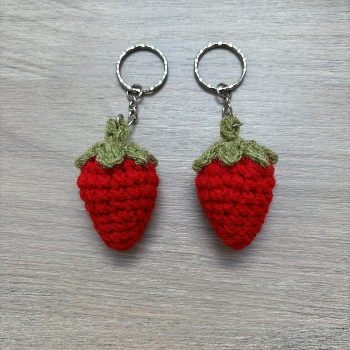 Crochet Strawberry Keyring
