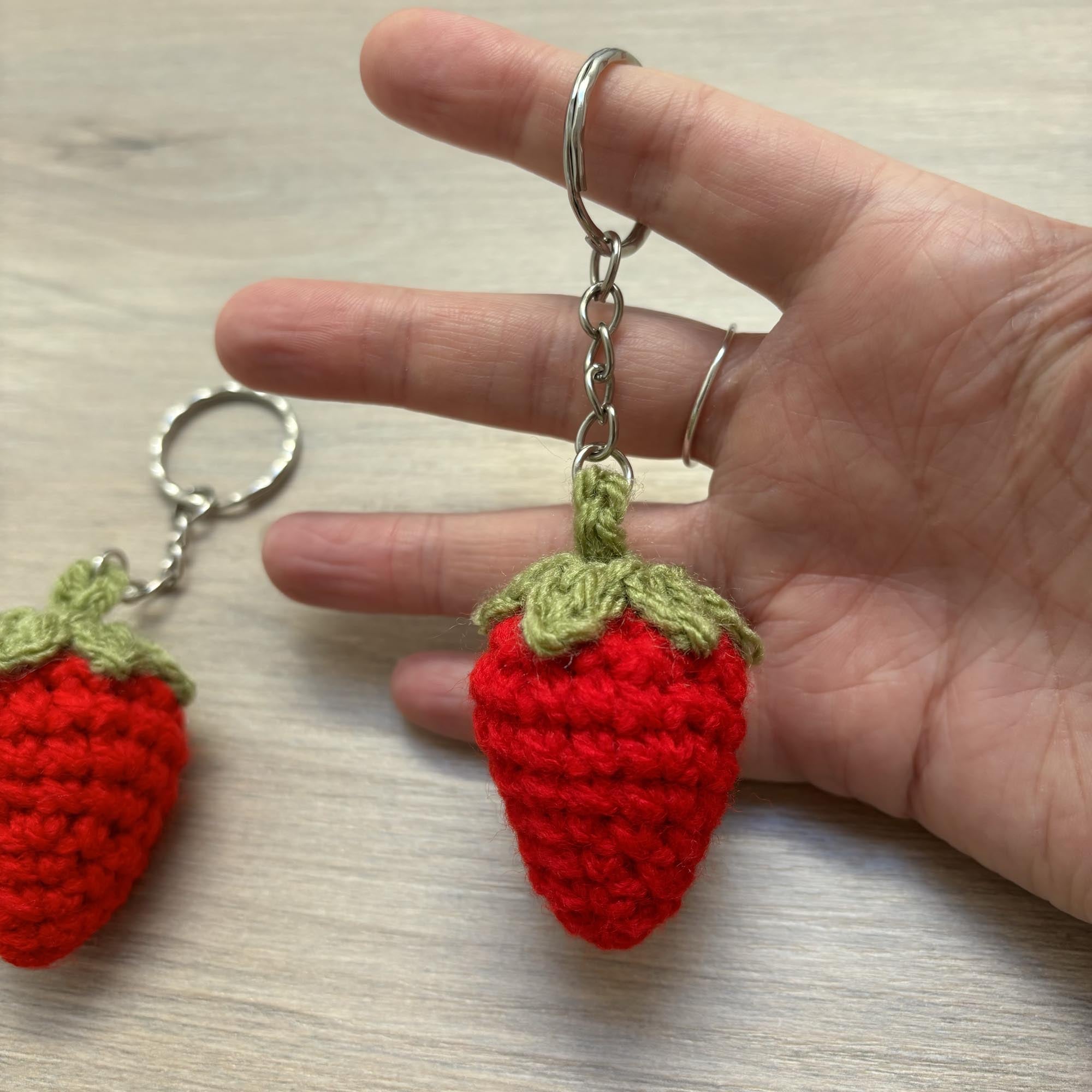 Crochet Strawberry Keyring